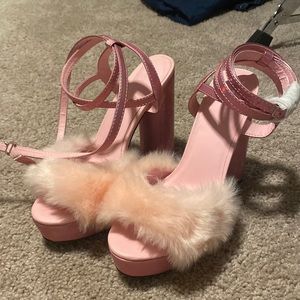 Never Worn Dolls Kill Sugar Thrillz Marabou Pink Heels